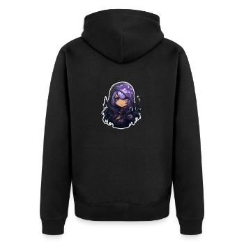 Cute Assassin Blending into Cartoons - Unisex Premium Bio Zip Hoodie - Schwarz - Hinten - Nico (187cm)