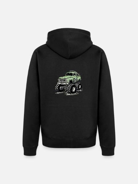 Monstertruck Greencam - Unisex Premium Bio Zip Hoodie - Schwarz