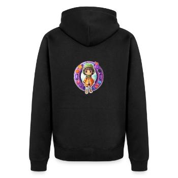 mauel A sticker of a cute cartoonish dimension tr - Unisex Premium Bio Zip Hoodie - Schwarz - Hinten - Nico (187cm)