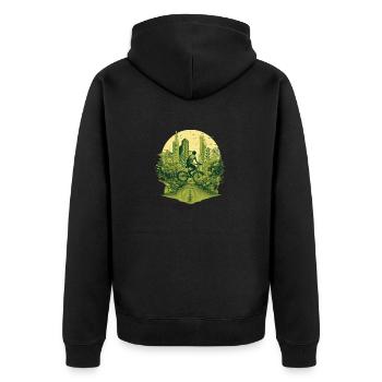 Urban Cyclist: Umweltfreundliche Städte in die Pedale treten - Unisex Premium Bio Zip Hoodie - Schwarz - Hinten - Nico (187cm)