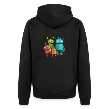 Robo Buddies: Lustige Abenteuer - Unisex Premium Bio Zip Hoodie - Schwarz - Hinten - Nico (187cm)