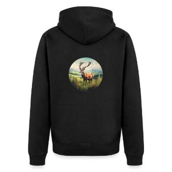 Red Deer - Unisex Premium Organic Zip Hoodie - black - Back - Nico (187cm)