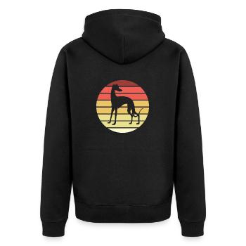 Whippet Retro Hund - Unisex Premium Bio Zip Hoodie - Schwarz - Hinten - Nico (187cm)