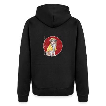 Japanese Australian Shepherd Raincoat - Unisex Premium Organic Zip Hoodie - black - Back - Nico (187cm)
