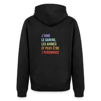 Humour jeux video homme Gamer Geek Anime Japonais - Veste à capuche bio Premium Unisexe - noir - Dos - Nico (187cm)