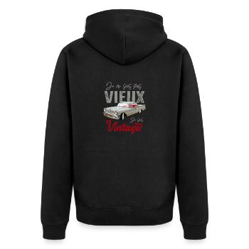 je suis pas vieux je suis vintage - Veste à capuche bio Premium Unisexe - noir - Dos - Nico (187cm)