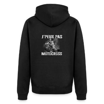 J'peux Pas J'Ai Motocross Humour Motard Moto Cross - Veste à capuche bio Premium Unisexe - noir - Dos - Nico (187cm)