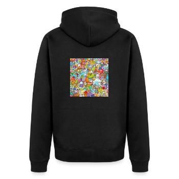 Kids Drawing - Unisex Premium Organic Zip Hoodie - black - Back - Nico (187cm)