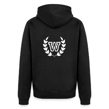 Buchstabe w sport - Unisex Premium Bio Zip Hoodie - Schwarz - Hinten - Nico (187cm)