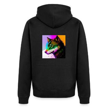 Un loup multicolore - Veste à capuche bio Premium Unisexe - noir - Dos - Nico (187cm)