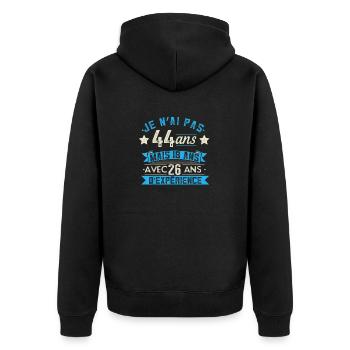 je n'ai pas 44 ans mais 18 ans 44 ans d'expérience - Veste à capuche bio Premium Unisexe - noir - Dos - Nico (187cm)