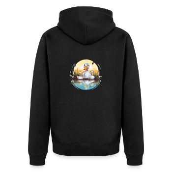 Famille de canards dans l’étang - Veste à capuche bio Premium Unisexe - noir - Dos - Nico (187cm)