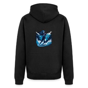 Wasser Ski - Ultra Design - Unisex Premium Bio Zip Hoodie - Schwarz - Hinten - Nico (187cm)