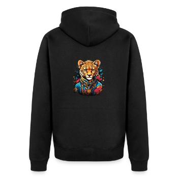 Wunderschöner Gepard - Unisex Premium Bio Zip Hoodie - Schwarz - Hinten - Nico (187cm)