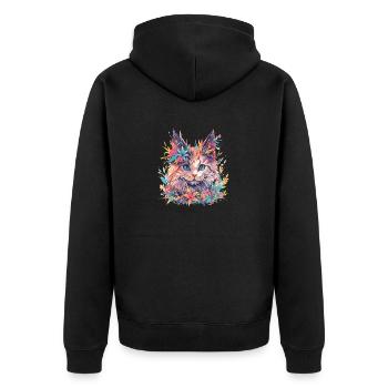 mikakujumi flower kitten - Unisex Premium Bio Zip Hoodie - Schwarz - Hinten - Nico (187cm)