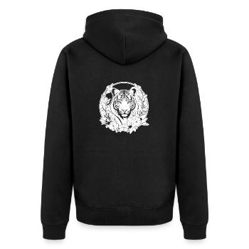 Tiger Big Cat - Unisex Premium Organic Zip Hoodie - black - Back - Nico (187cm)