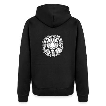 Tiger Big Cat - Unisex Premium Organic Zip Hoodie - black - Back - Nico (187cm)