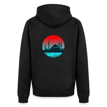 Turkey - Unisex Premium Organic Zip Hoodie - black - Back - Nico (187cm)