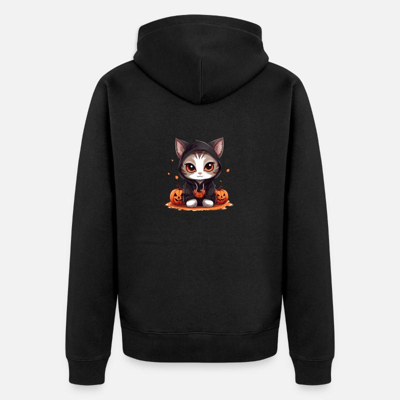 Chat d’Halloween - Veste à capuche bio Premium Unisexe - noir