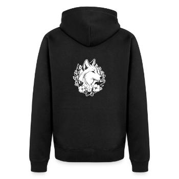Wolf - Unisex Premium Organic Zip Hoodie - black - Back - Nico (187cm)