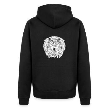 Wolf - Unisex Premium Organic Zip Hoodie - black - Back - Nico (187cm)