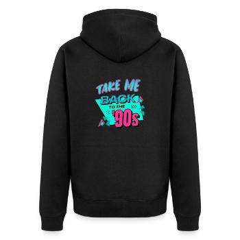 90er Jahre Niedlich 80er Jahre Retro Vintage Lustig Cool Nostalgie - Unisex Premium Bio Zip Hoodie - Schwarz - Hinten - Nico (187cm)