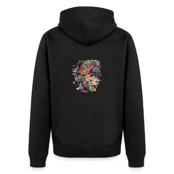 The flowery face - Unisex Premium Organic Zip Hoodie - black - Back - Nico (187cm)