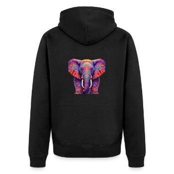 Psychedelic elephant - Unisex Premium Organic Zip Hoodie - black - Back - Nico (187cm)