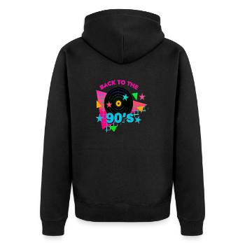 90er Jahre Niedlich 80er Jahre Retro Vintage Lustig Cool Nostalgie - Unisex Premium Bio Zip Hoodie - Schwarz - Hinten - Nico (187cm)