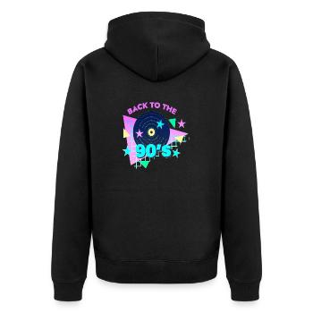 90er Jahre Niedlich 80er Jahre Retro Vintage Lustig Cool Nostalgie - Unisex Premium Bio Zip Hoodie - Schwarz - Hinten - Nico (187cm)