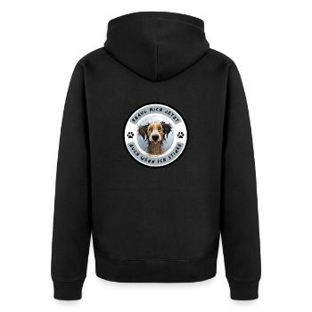 stinkender Hund - Unisex Premium Bio Zip Hoodie - Schwarz - Hinten - Nico (187cm)