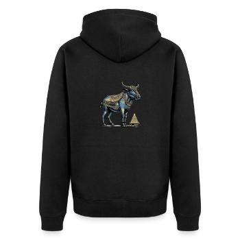 Taureau Egyptien n°6 - Veste à capuche bio Premium Unisexe - noir - Dos - Nico (187cm)