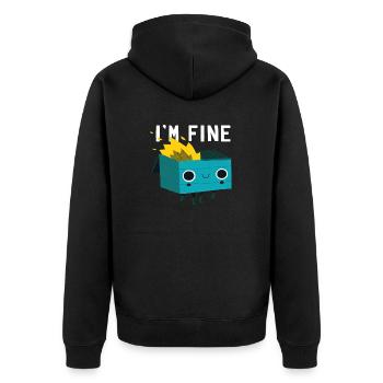 I´m Fine - Unisex Premium Bio Zip Hoodie - Schwarz - Hinten - Nico (187cm)