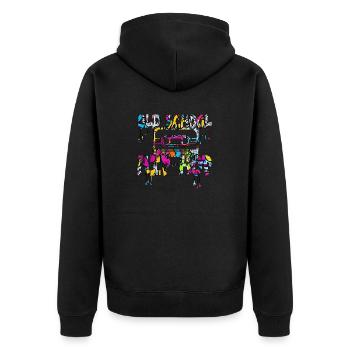 90er Jahre niedlich 80er Jahre Retro Vintage Nostalgie alt Scholl - Unisex Premium Bio Zip Hoodie - Schwarz - Hinten - Nico (187cm)