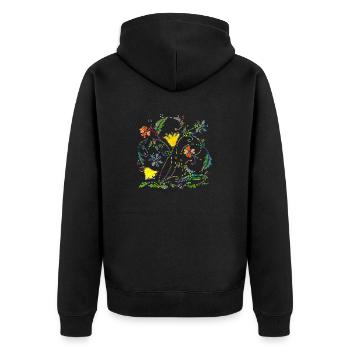 Blumen - Unisex Premium Bio Zip Hoodie - Schwarz - Hinten - Nico (187cm)