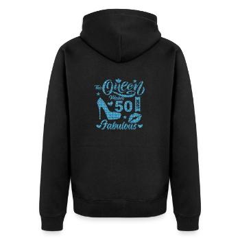 50th Birthday vintage retro Born in 1973 Birthday - Unisex Premium Organic Zip Hoodie - black - Back - Nico (187cm)