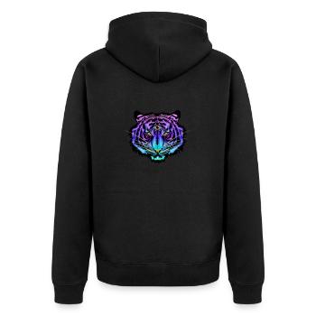 Tiger with three eyes - Unisex Premium Organic Zip Hoodie - black - Back - Nico (187cm)