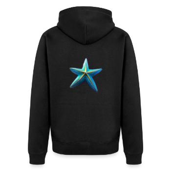 Seestern - Unisex Premium Bio Zip Hoodie - Schwarz - Hinten - Nico (187cm)