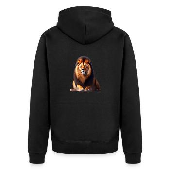 Lion - Unisex Premium Organic Zip Hoodie - black - Back - Nico (187cm)