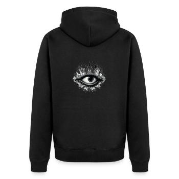 Image noire de l’œil mystique des Mayas - Veste à capuche bio Premium Unisexe - noir - Dos - Nico (187cm)