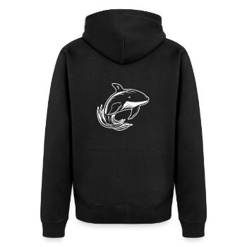 Wal Meer Fische - Unisex Premium Bio Zip Hoodie - Schwarz - Hinten - Nico (187cm)