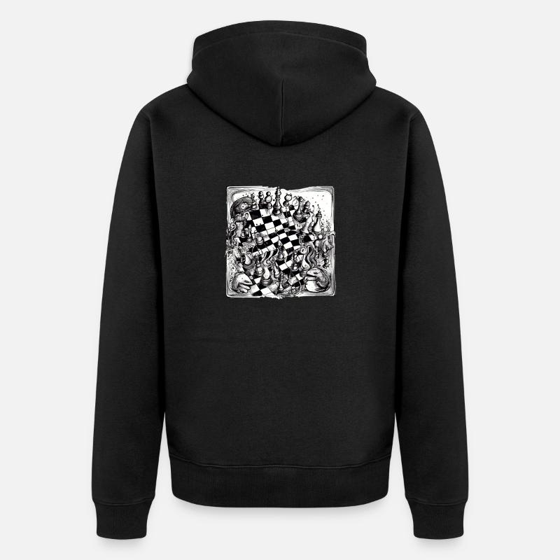 Abstraction échiquéenne n°2 - Veste à capuche bio Premium Unisexe - noir