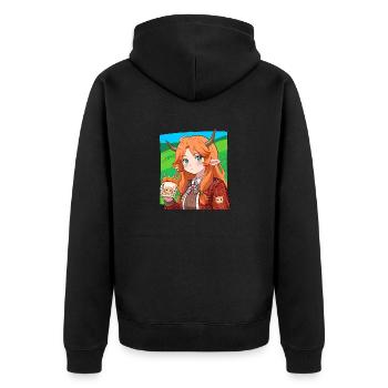 Anime-Skizze eines schottischen Mädchens - Unisex Premium Bio Zip Hoodie - Schwarz - Hinten - Nico (187cm)
