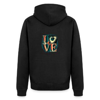 L-O-V-E vier Buchstaben die so wichtig sind - Unisex Premium Bio Zip Hoodie - Schwarz - Hinten - Nico (187cm)