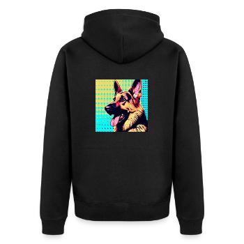 German Shepherd Pop Art - Unisex Premium Organic Zip Hoodie - black - Back - Nico (187cm)