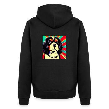 Cavalier King Charles Spaniel pop art - Veste à capuche bio Premium Unisexe - noir - Dos - Nico (187cm)