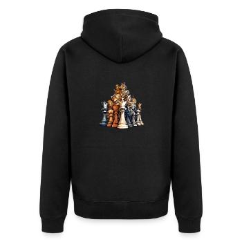 Chess pieces n°3 - Unisex Premium Organic Zip Hoodie - black - Back - Nico (187cm)