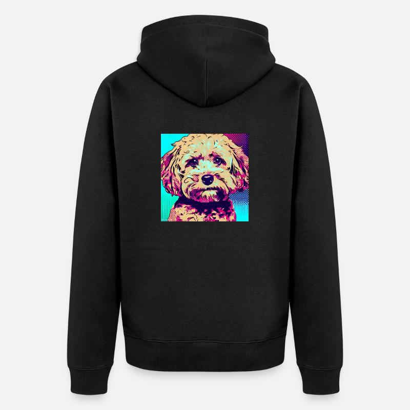 Poodle Cross Pop Art - Veste à capuche bio Premium Unisexe - noir