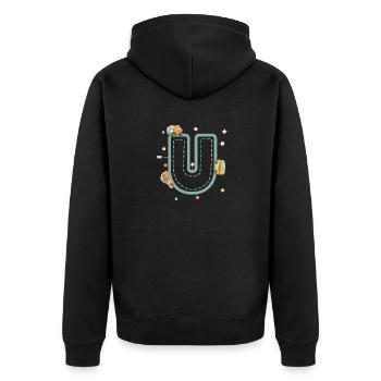 Letter u vehicle - personalized child gift - Unisex Premium Organic Zip Hoodie - black - Back - Nico (187cm)