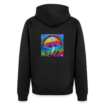Zauberpilz - Unisex Premium Bio Zip Hoodie - Schwarz - Hinten - Nico (187cm)